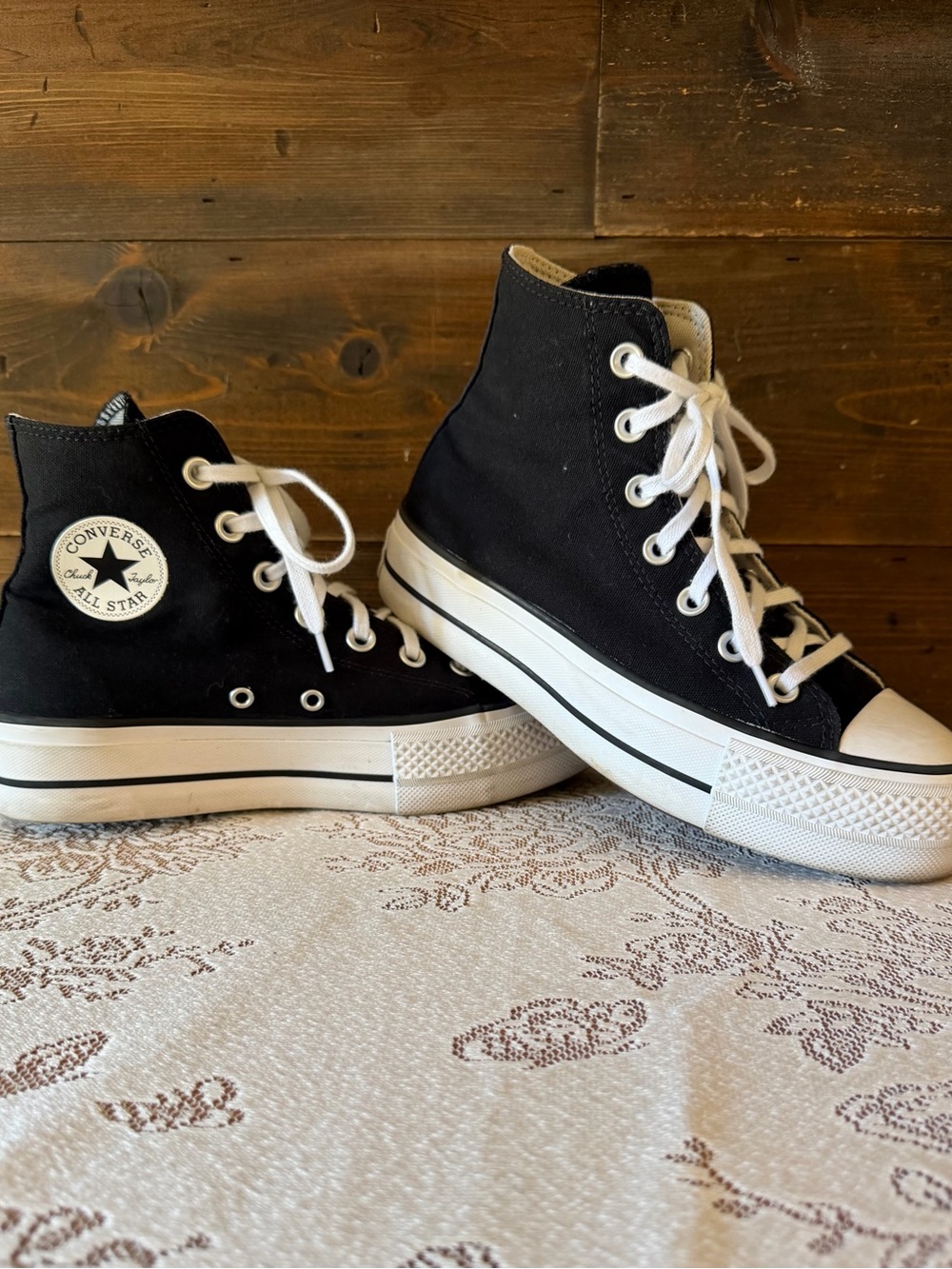 Converse Black & White High Top Sneakers - Picture 1 of 5